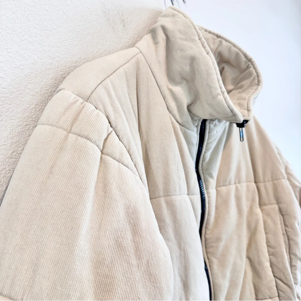Polly Corduroy Puffer Jacket Cropped Neutral Minimal Cozy Gorpcore Women 10 A98 - Picture 4 of 10